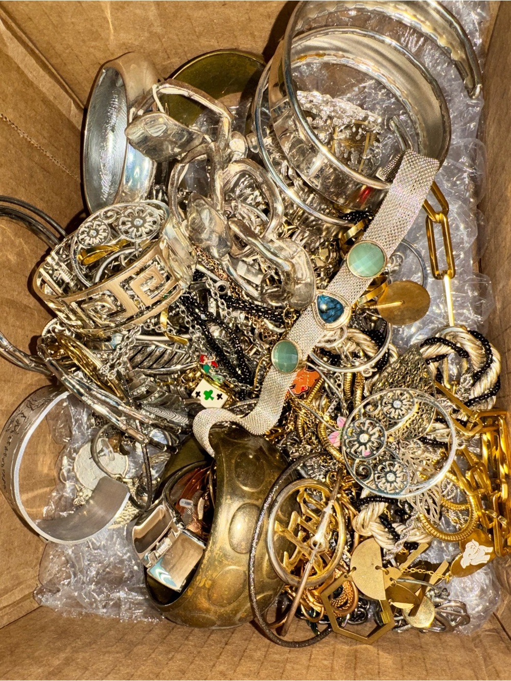 3.4 LBS Mixed Costume Jewelry Lot Bracelets Necklaces Cuffs Vintage Resale Craft